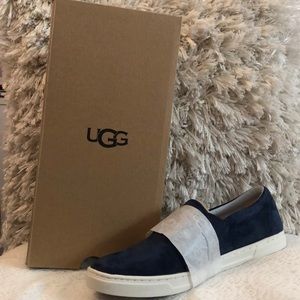 UGG blue velvet slip on shoes